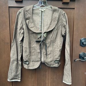 Ruffled Herringbone Short Stripe Blazer Jacket